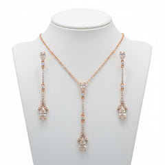 CUBIC ZIRCONIA COLLECTION - DAINTY SPARKLE NECKLACE SET - CZNK60 ROSE GOLD