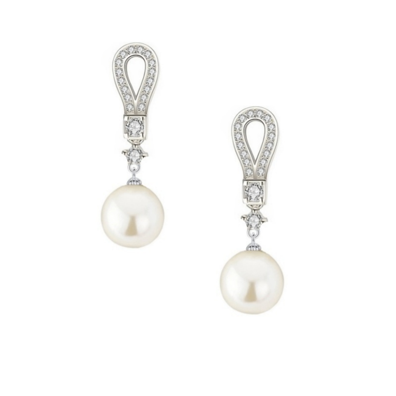 CZ COLLECTION - DECO DIVINE PEARL EARRINGS - CZER400