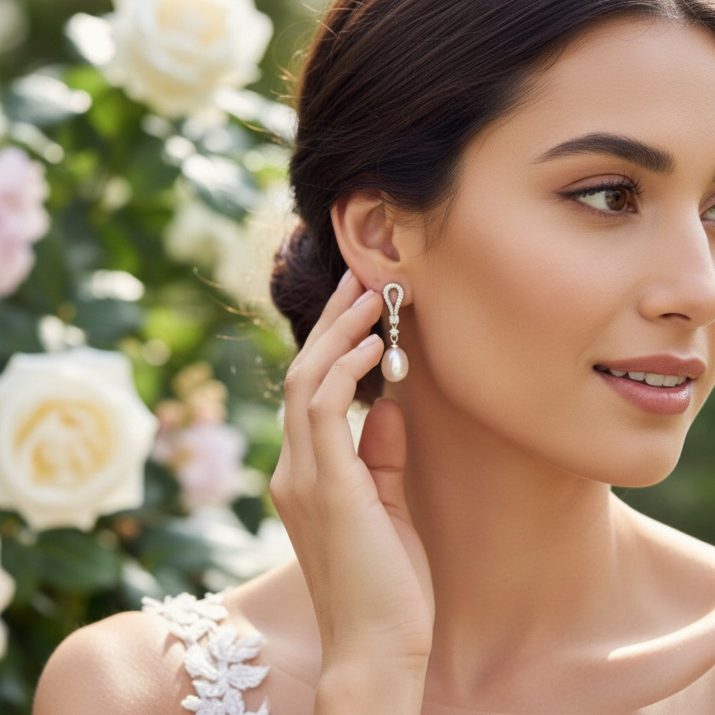 CZ COLLECTION - DECO DIVINE PEARL EARRINGS - CZER400