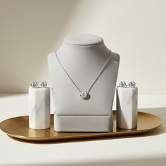 CUBIC ZIRCONIA COLLECTION - CZ SOLITAIRE PENDANT SET - (CZNK62)