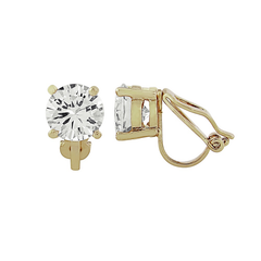 CUBIC ZIRCONIA COLLECTION - 8mm cz solitaire clip on Earrings - CZER401 (GOLD)