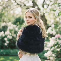 MARABOU FEATHER WRAP - JET BLACK  (SG5)
