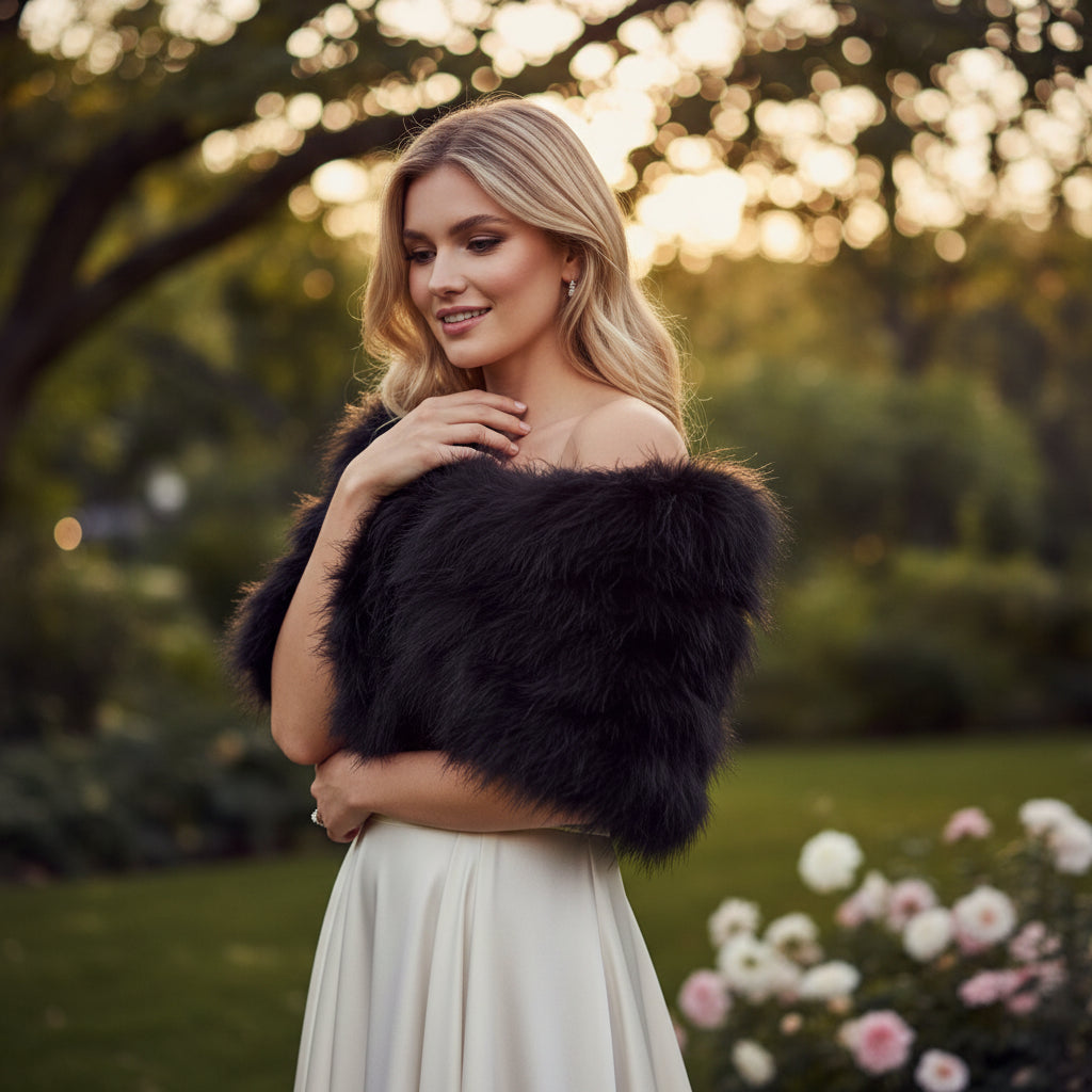 MARABOU FEATHER WRAP - JET BLACK  (SG5)
