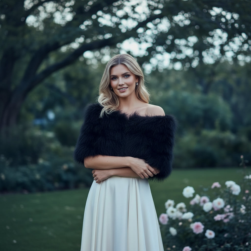 MARABOU FEATHER WRAP - JET BLACK  (SG5)