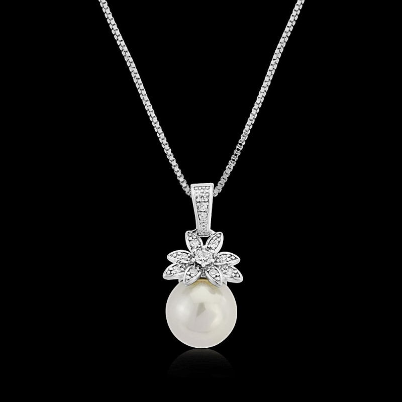 CZ AND SWAROVSKI COLLECTION - VINTAGE CHIC NECKLACE - CZNK63 (SILVER)