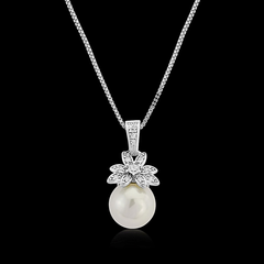 CZ AND SWAROVSKI COLLECTION - VINTAGE CHIC NECKLACE - CZNK63 (SILVER)
