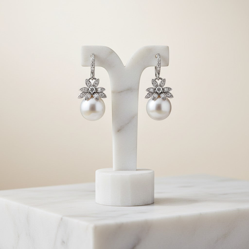 SWAROVSKI AND CZ COLLECTION - VINTAGE CHIC EARRINGS - CZER405 (SILVER)
