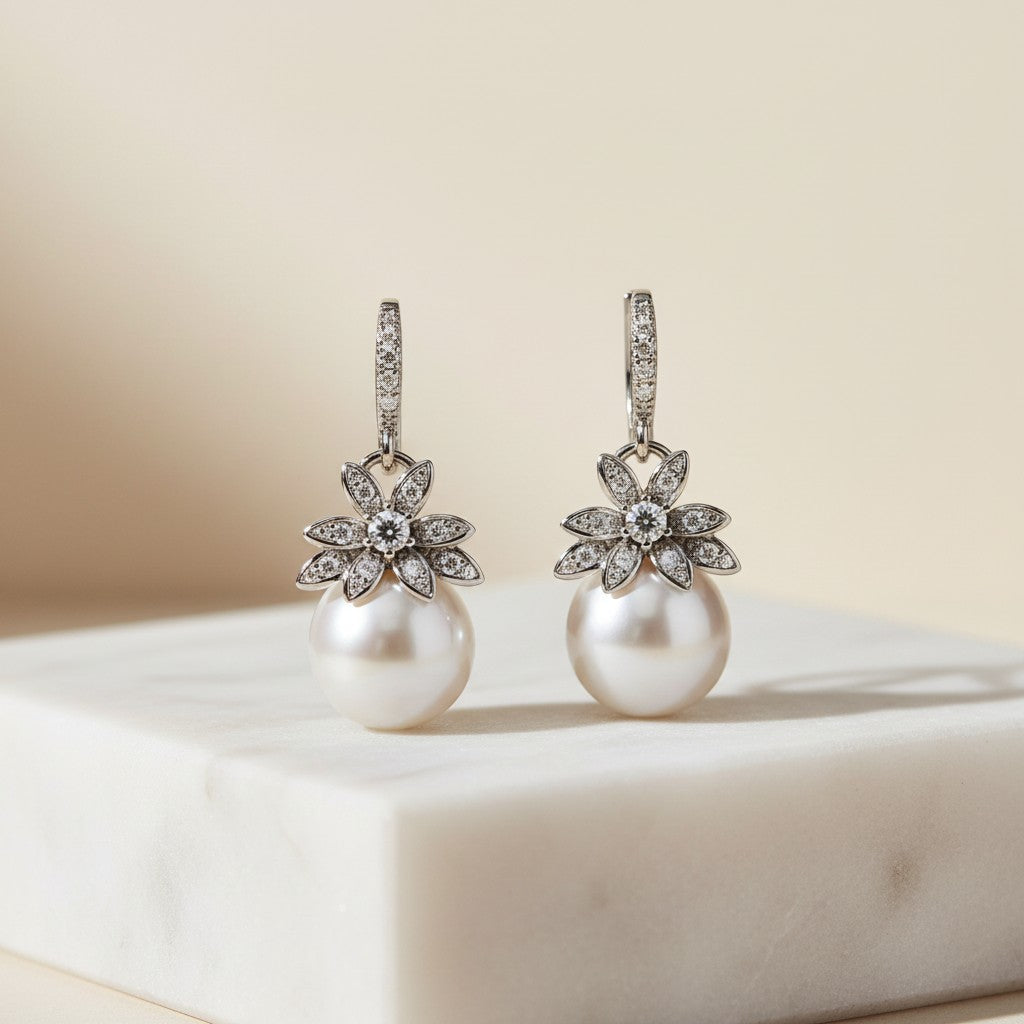 SWAROVSKI AND CZ COLLECTION - VINTAGE CHIC EARRINGS - CZER405 (SILVER)