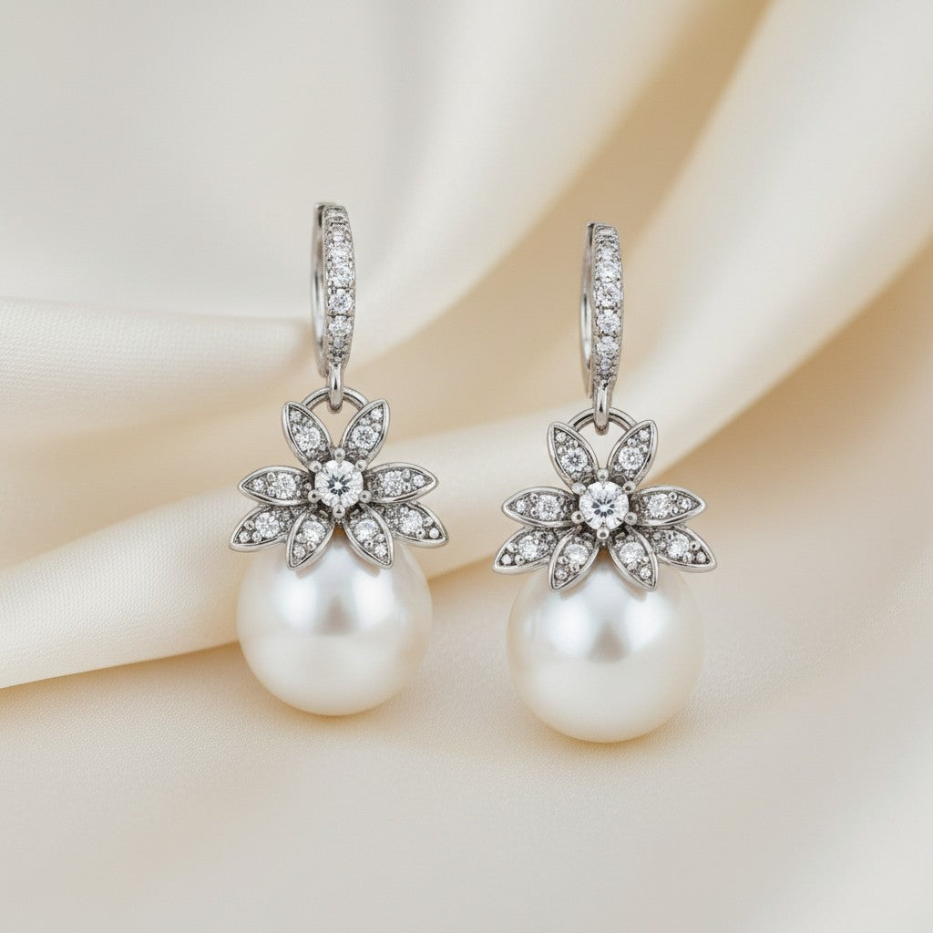 SWAROVSKI AND CZ COLLECTION - VINTAGE CHIC EARRINGS - CZER405 (SILVER)