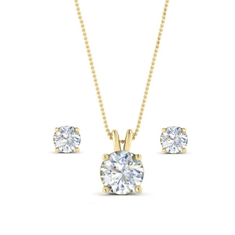 CUBIC ZIRCONIA COLLECTION - CLASSIC CRYSTAL NECKLACE SET - CZNK64 ( GOLD)