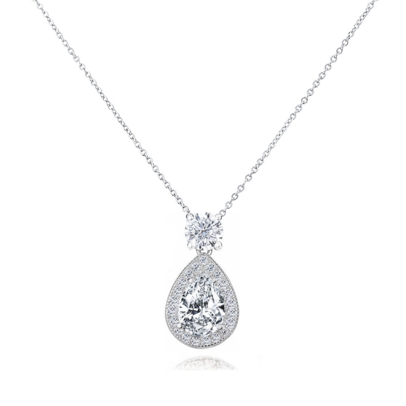 CUBIC ZIRCONIA COLLECTION - DAZZLING CRYSTAL DROP NECKLACE - CZNK65