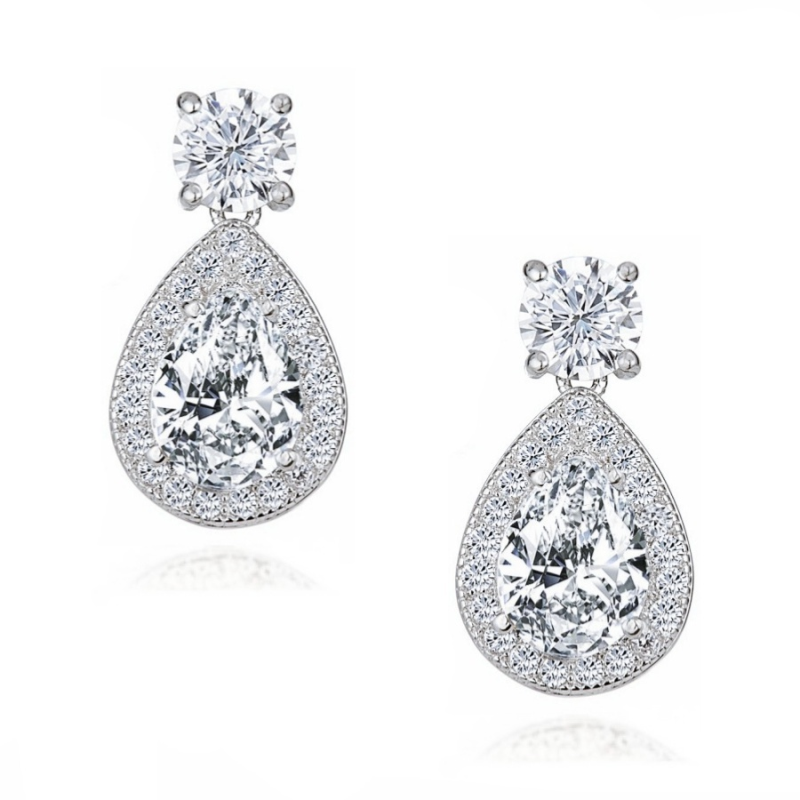 CUBIC ZIRCONIA COLLECTION - DAZZLING CRYSTAL DROP EARRINGS - CZER411