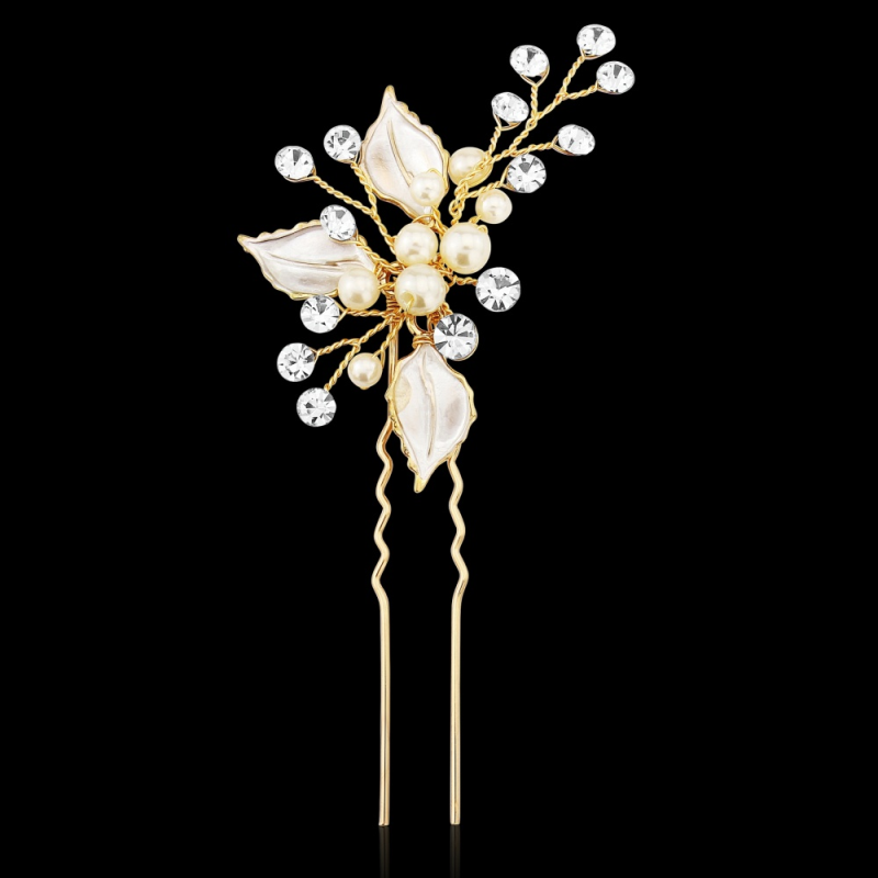 ATHENA COLLECTION - BEJEWELLED ROMANCE HAIR PIN - PIN31 (GOLD)