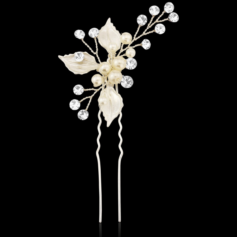 ATHENA COLLECTION - BEJEWELLED ROMANCE HAIR PIN - (SILVER) PIN31