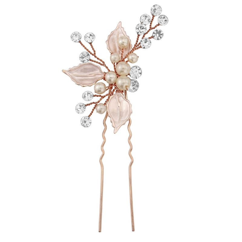 ATHENA COLLECTION - BEJEWELLED ROMANCE HAIR PIN - PIN31 (ROSE GOLD)