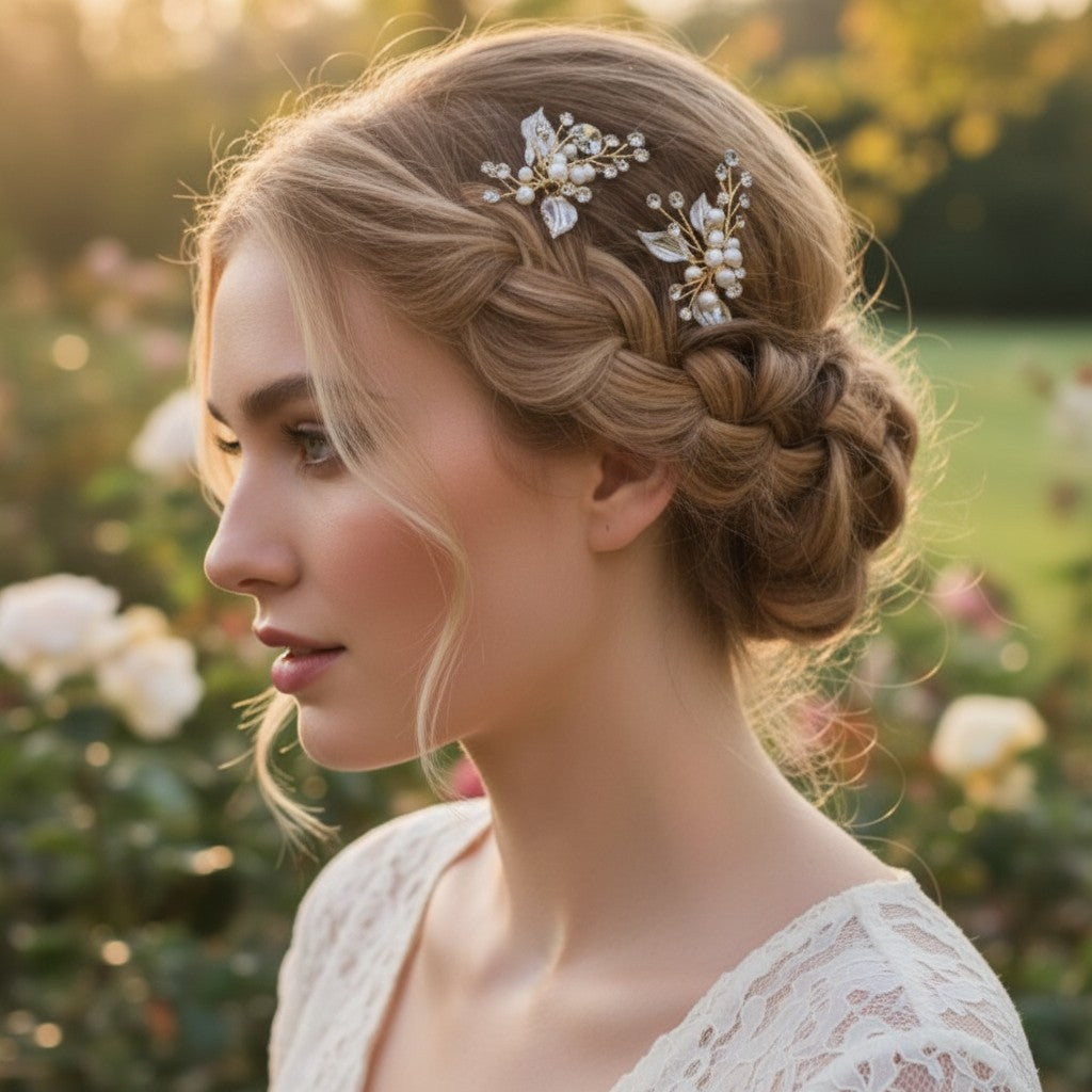 ATHENA COLLECTION - BEJEWELLED ROMANCE HAIR PIN - PIN31 (ROSE GOLD)