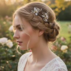 ATHENA COLLECTION - BEJEWELLED ROMANCE HAIR PIN - PIN31 (ROSE GOLD)