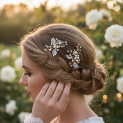 ATHENA COLLECTION - BEJEWELLED ROMANCE HAIR PIN - PIN31 (ROSE GOLD)