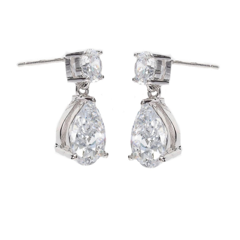 CUBIC ZIRCONIA COLLECTION - DAINTY CRYSTAL GEM EARRINGS - CZER412