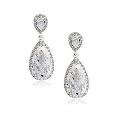 CUBIC ZIRCONIA COLLECTION - SPARKLING CRYSTAL DROP EARRINGS - CZER413