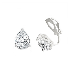 CUBIC ZIRCONIA COLLECTION - 2 CARAT CZ CLIP ON EARRINGS - CZER414 (CLIP ON)(SILVER)