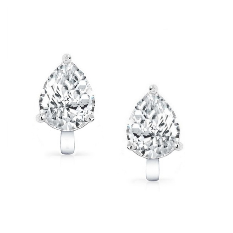 CUBIC ZIRCONIA COLLECTION - 2 CARAT CZ CLIP ON EARRINGS - CZER414 (CLIP ON)(SILVER)