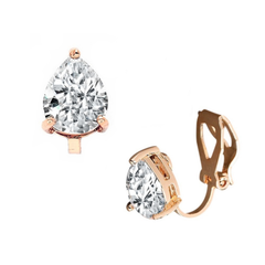 CUBIC ZIRCONIA COLLECTION - 2 CARAT CZ CLIP ON EARRINGS - (ROSE GOLD) CZER414 (CLIP ON)