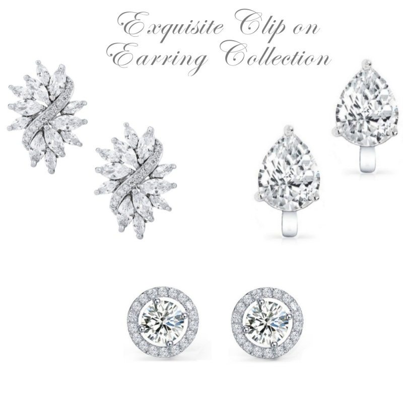 CUBIC ZIRCONIA COLLECTION - Exquisite Clip on Earring Collection