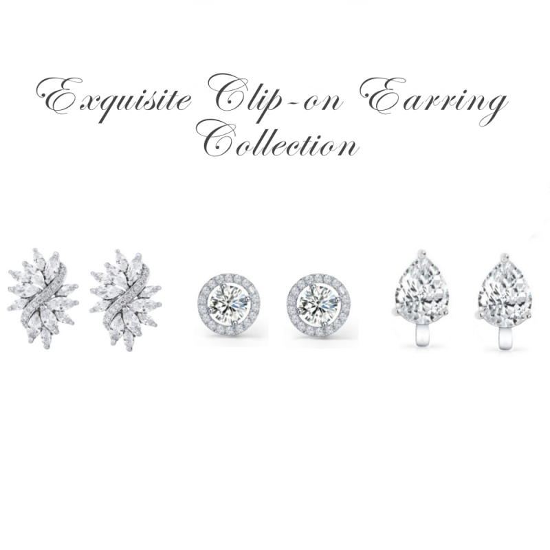 CUBIC ZIRCONIA COLLECTION - Exquisite Clip on Earring Collection