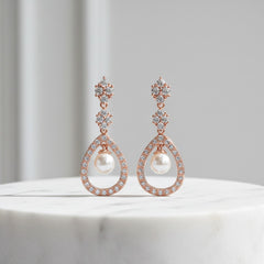 CUBIC ZIRCONIA COLLECTION - SIMPLY DIVINE EARRINGS - ROSE GOLD  (CZER415)