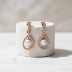 CUBIC ZIRCONIA COLLECTION - SIMPLY DIVINE EARRINGS - ROSE GOLD  (CZER415)