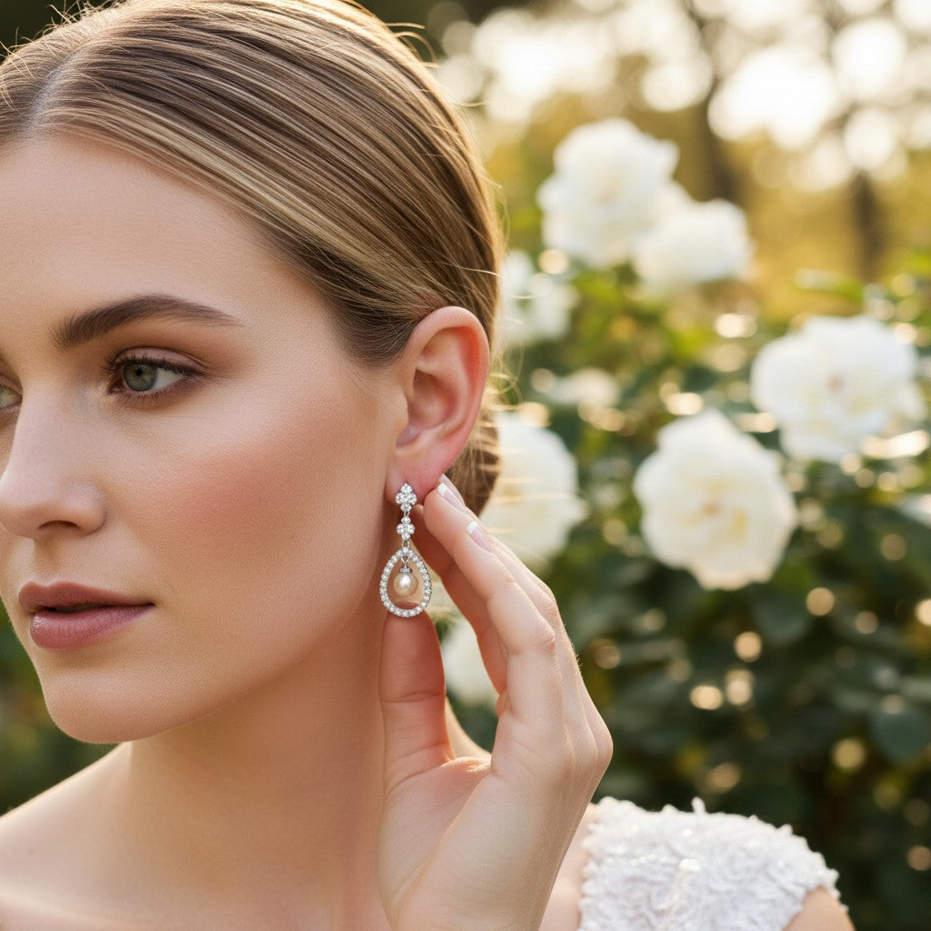 CUBIC ZIRCONIA COLLECTION - SIMPLY DIVINE EARRINGS - ROSE GOLD  (CZER415)