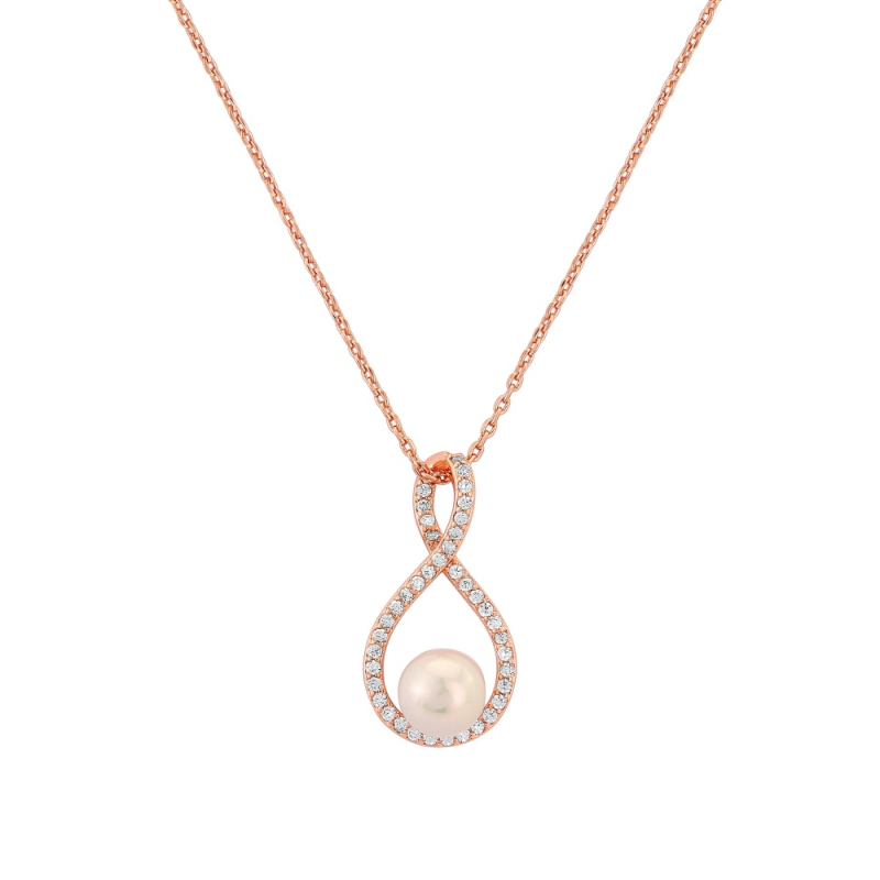CUBIC ZIRCONIA COLLECTION - EXQUISITE INFINITY  NECKLACE (NK2) (ROSE GOLD)
