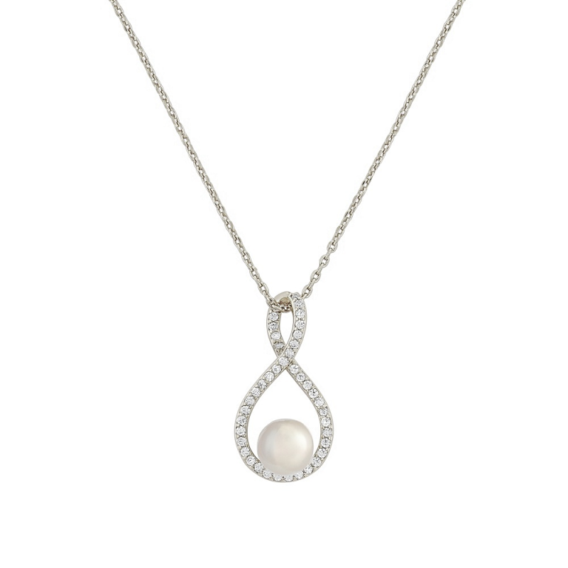 CUBIC ZIRCONIA COLLECTION - EXQUISITE INFINITY NECKLACE (NK2) (SILVER)