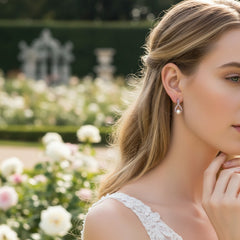 CUBIC ZIRCONIA COLLECTION - EXQUISITE PEARL EARRINGS (ER305) ROSE GOLD