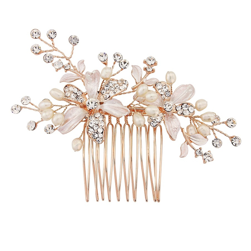ATHENA COLLECTION - FLORAL ROMANCE HAIR COMB - (HC153) ROSE GOLD