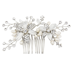 ATHENA COLLECTION - FLORAL ROMANCE HAIR COMB - (HC153) SILVER