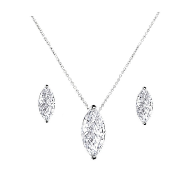 CUBIC ZIRCONIA COLLECTION - CRYSTAL GEM NECKLACE - SILVER  CZNK71