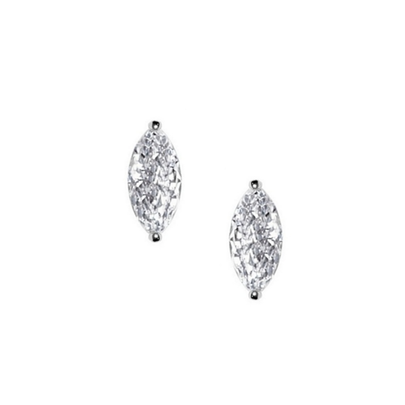 CUBIC ZIRCONIA COLLECTION - CRYSTAL GEM EARRINGS - SILVER CZER416