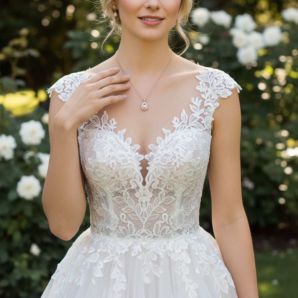 CUBIC ZIRCONIA COLLECTION -PRECIOUS PEARL NECKLACE CZNK59 (ROSE GOLD)
