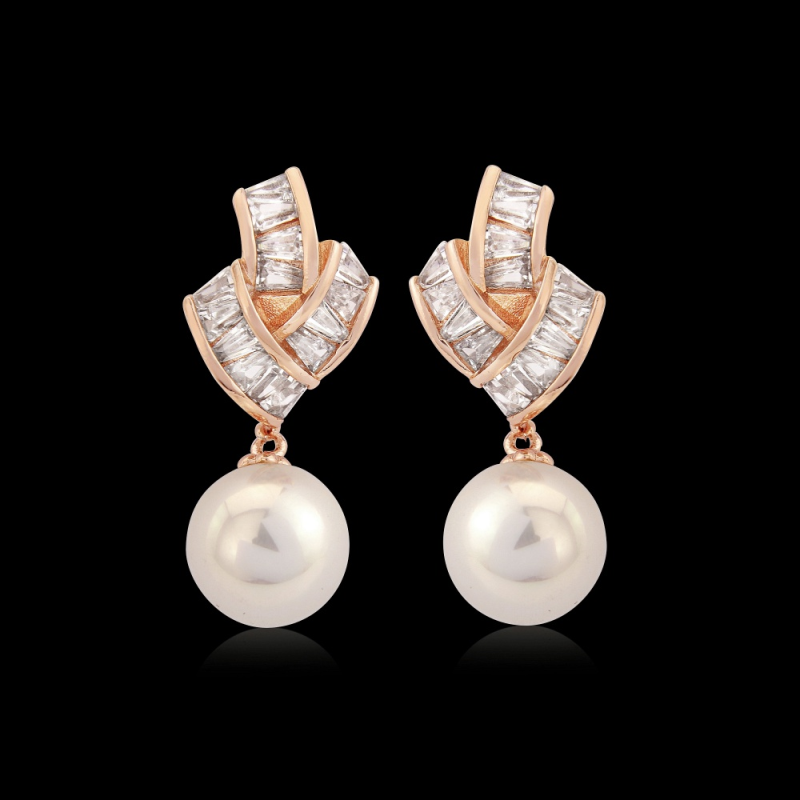 CUBIC ZIRCONIA COLLECTION - GATSBY GLAM EARRINGS - ROSE GOLD ( ER303)