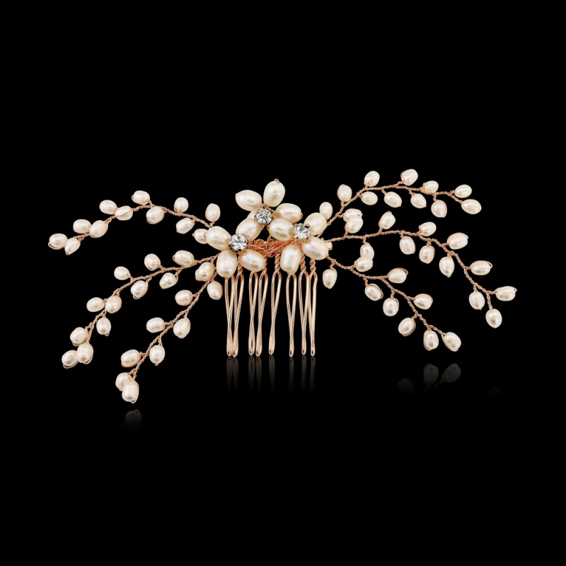 ATHENA COLLECTION - DELICATE PEARL COMB - HC154 ROSE GOLD