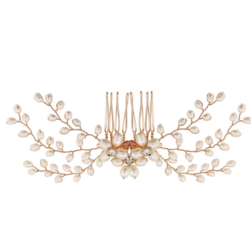 ATHENA COLLECTION - DELICATE PEARL COMB - HC154 ROSE GOLD