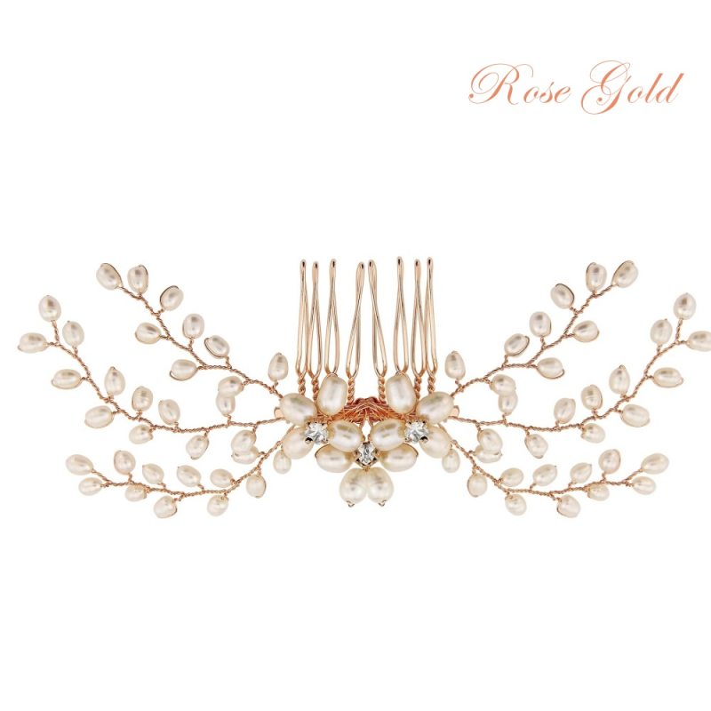 ATHENA COLLECTION - DELICATE PEARL COMB - HC154 ROSE GOLD
