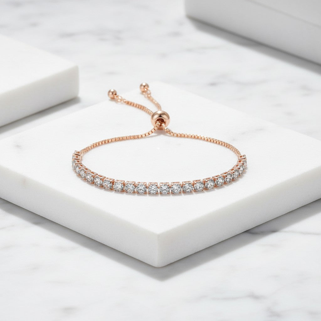 CUBIC ZIRCONIA COLLECTION - CRYSTAL SPARKLE BRACELET - CZBRA24 (ROSE GOLD)