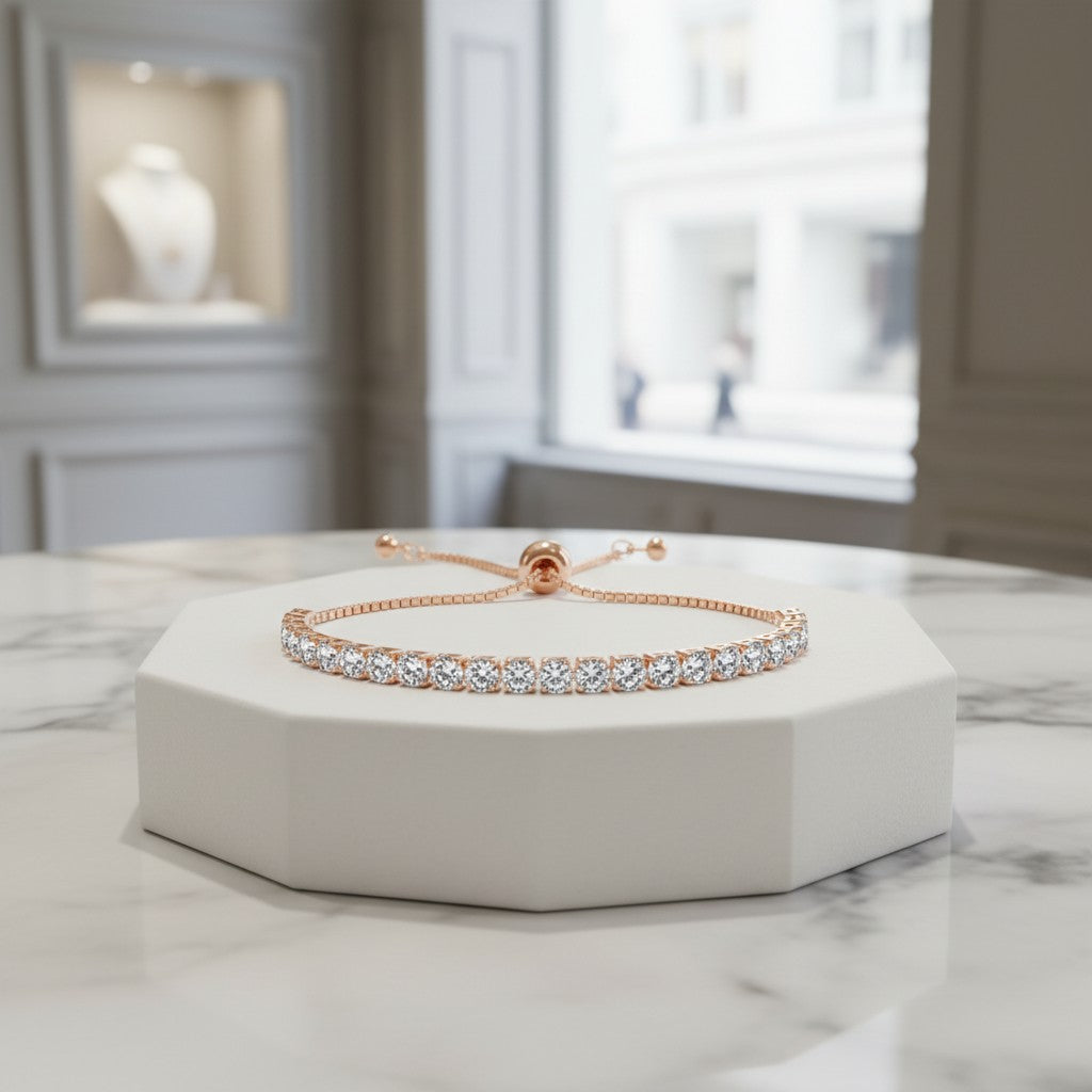 CUBIC ZIRCONIA COLLECTION - CRYSTAL SPARKLE BRACELET - CZBRA24 (ROSE GOLD)