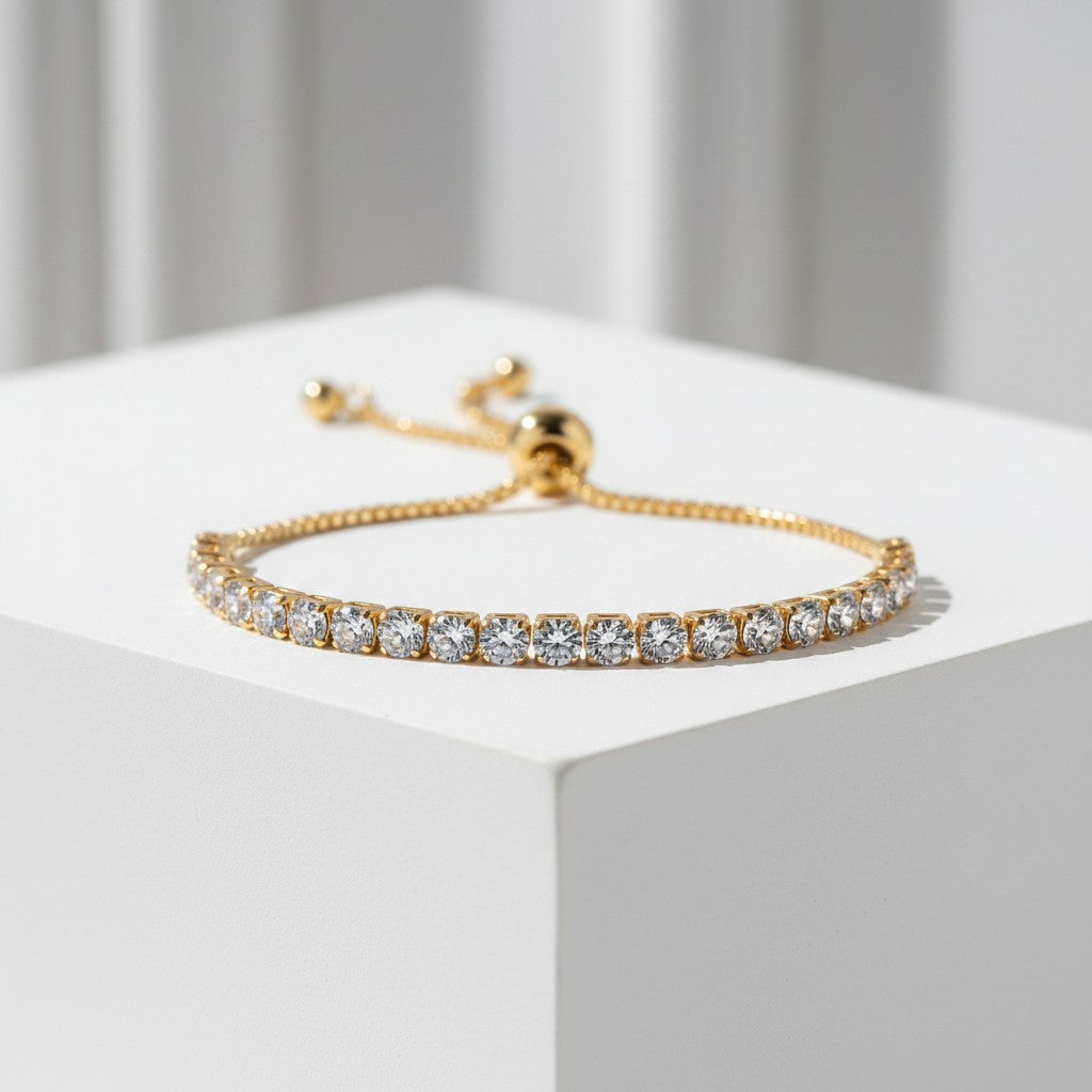 CUBIC ZIRCONIA COLLECTION - CRYSTAL SPARKLE BRACELET - CZBRA24 (GOLD)