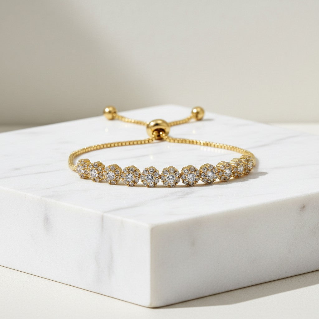DAINTY CZ BRACELET  - ADJUSTABLE (CZBRA22) GOLD