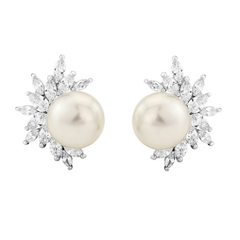 CUBIC ZIRCONIA COLLECTION - DAZZLING PEARL EARRINGS - CZER428