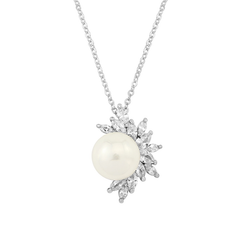 CUBIC ZIRCONIA COLLECTION - DAZZLING PEARL PENDANT - CZNK73